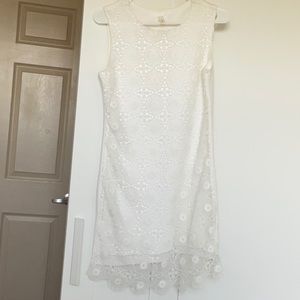 White silky lace dress